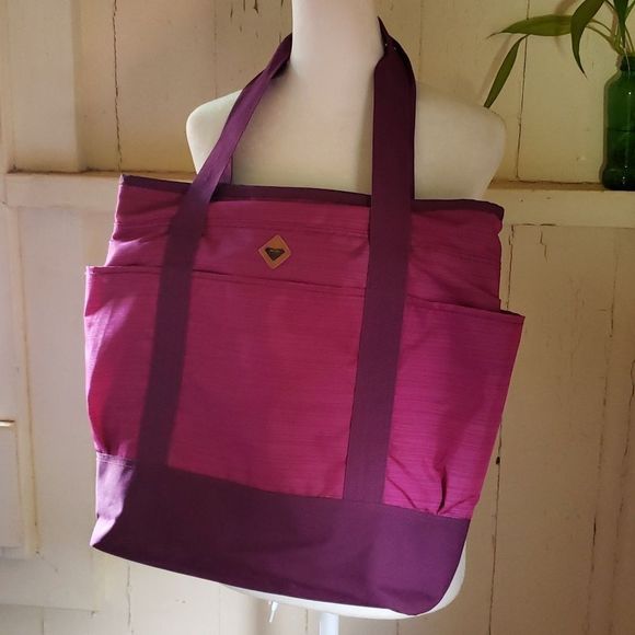 ROXY Pink Travel Plus Beach School Casual Computer Arm Bag Tote - Picture 2 of 10